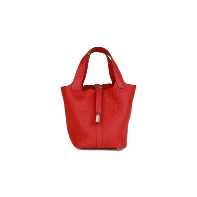 HERMES PICOTIN LOCK 18 CLEMENCE PALLADIUM HARDWARE (18*18*13cm)